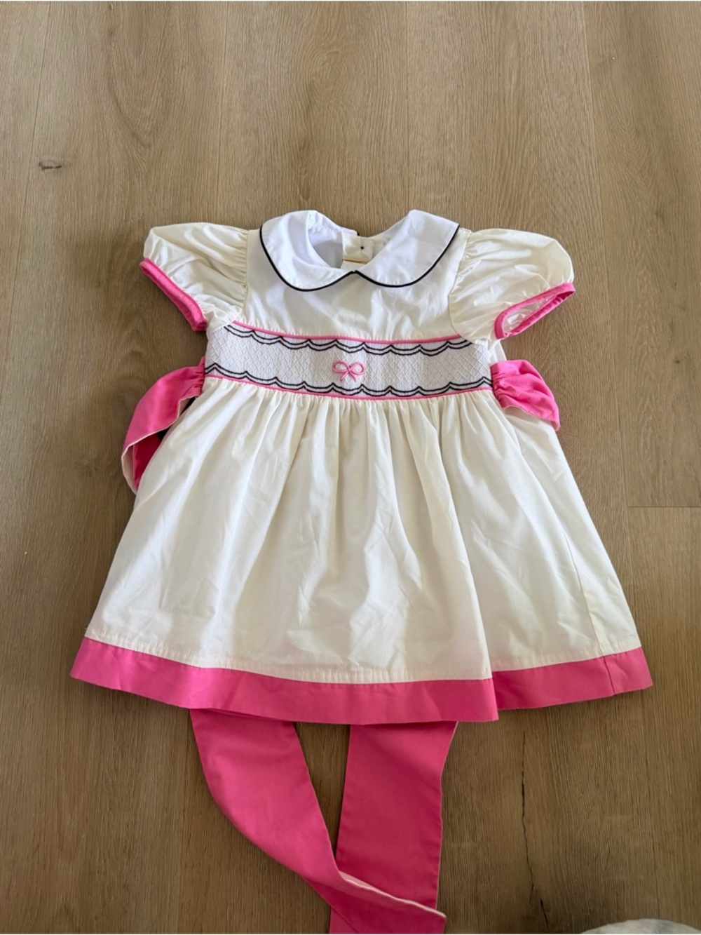 The Beaufort Bonnet Company White and Pink Smocked Party Dress